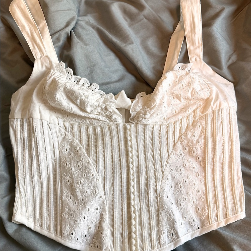 White Eyelet Corset Top